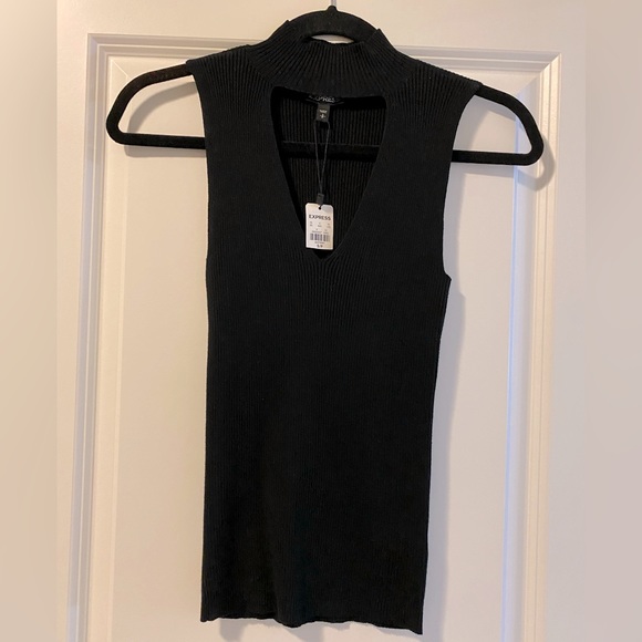 Express Tops - Ribbed Cutout Mock Top By Express